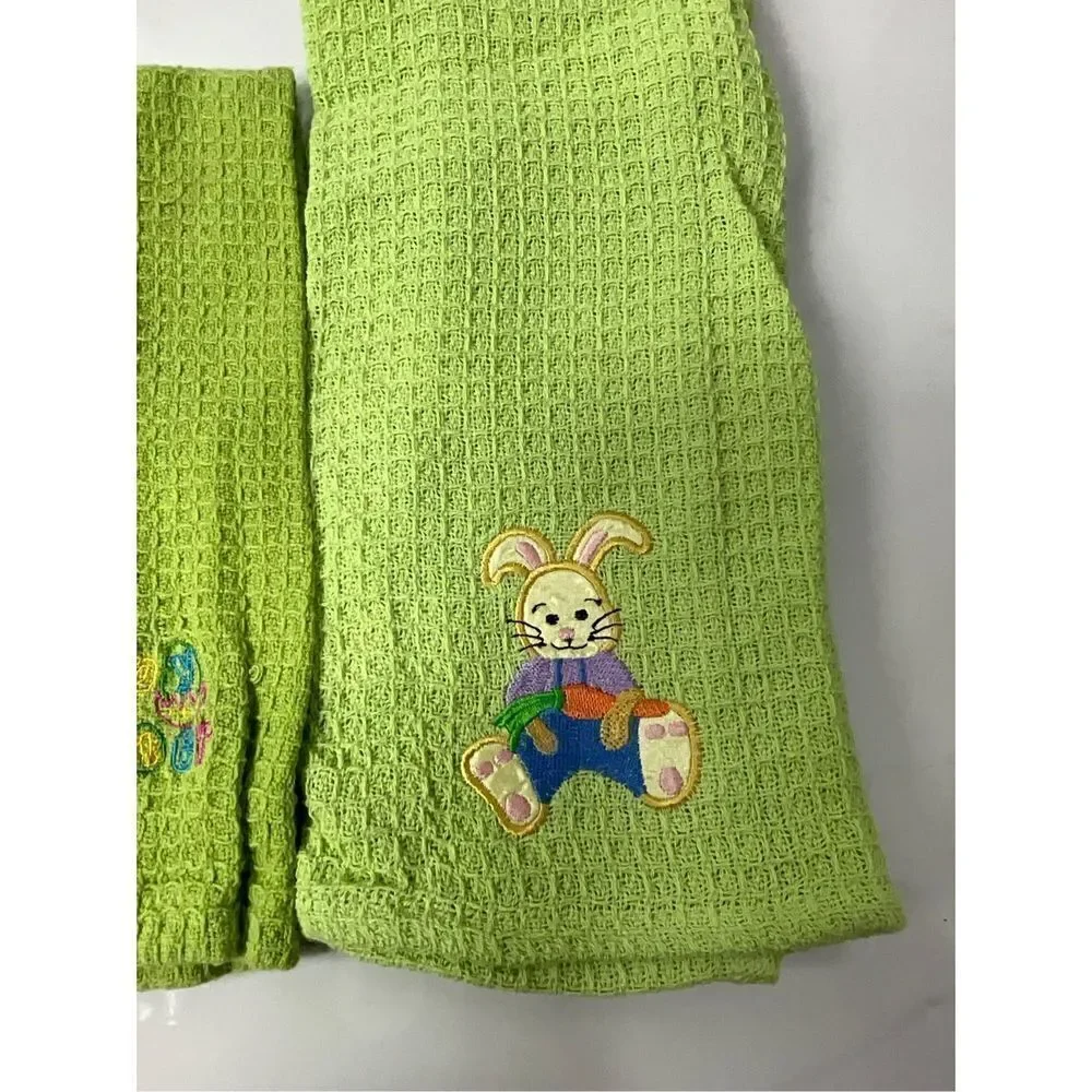 VINTAGE Embroidered Easter Tea Towels